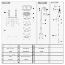 SunSun HW-504A Aquarium Außenfilter 800 L/h 15 W 4 Stufen Kammerfilter inkl Filtermaterial