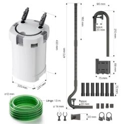 SunSun HW-505A Aquarium Außenfilter 800 L/h 15 W 4 Stufen Kammerfilter inkl Filtermaterial, Filtermedien, Filterpumpe