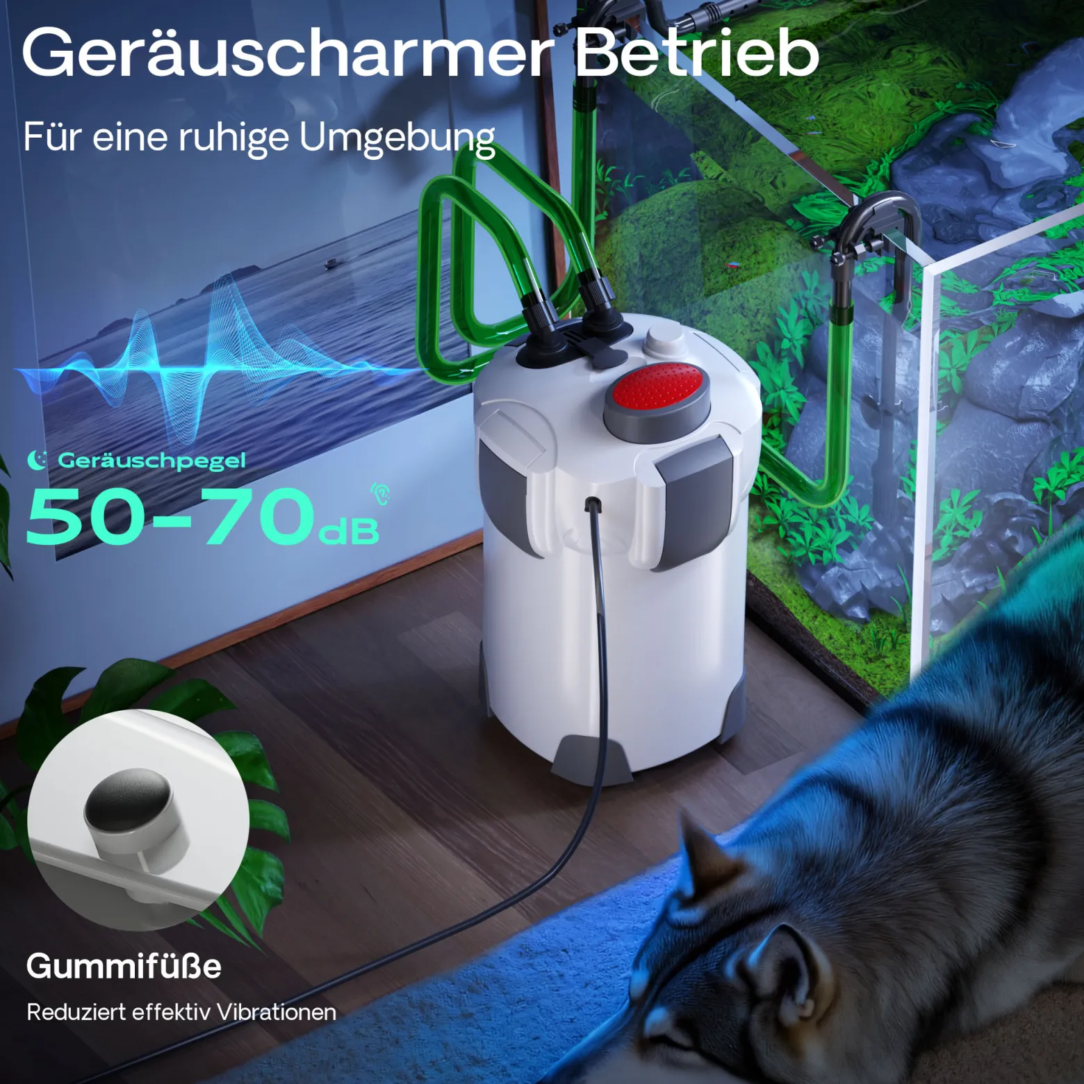SunSun HW-302 Aquarium Außenfilter 18 W 1000 L/h 3 Stufen Kammerfilter mit Filtermaterial