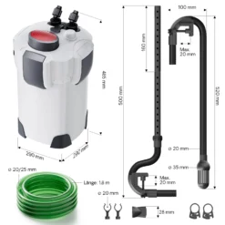 SunSun HW-304 Aquarium Außenfilter 55 W 2000 L/h 4 Stufen Kammerfilter, Filtermedien, Filterpumpe