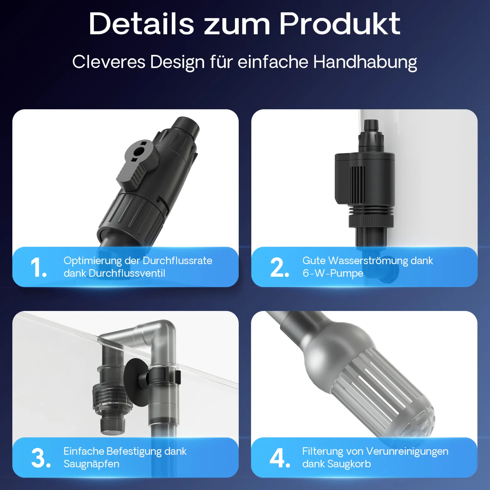SunSun HW-603B Aquarium Außenfilter 400 L/h mit 3 Filterschwämmen und 1 Filtervlies, Filtermedien, Filterpumpe