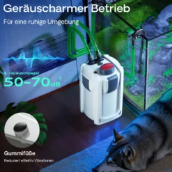 SunSun HW-702B Aquariumaußenfilter 1000 L/h 24 W mit 9 W UVC und 3 Stufen Filter Aquarium