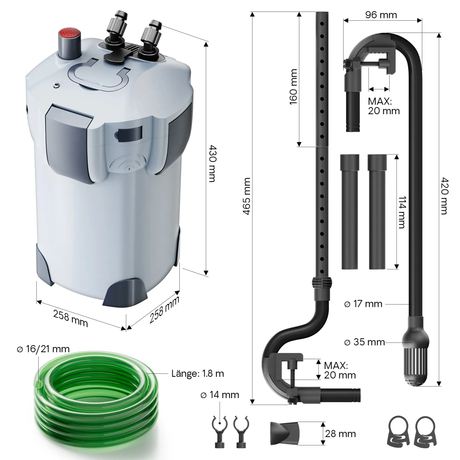 SunSun HW-403B Aquarium Außenfilter 1400 L/h 3 Stufen mit 9 W UV-Lampe, Filtermedien