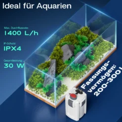SunSun HW-703B Aquariumaußenfilter 1400 L/h 30 W mit 9 W UVC und 3 Stufen Filter Aquarium