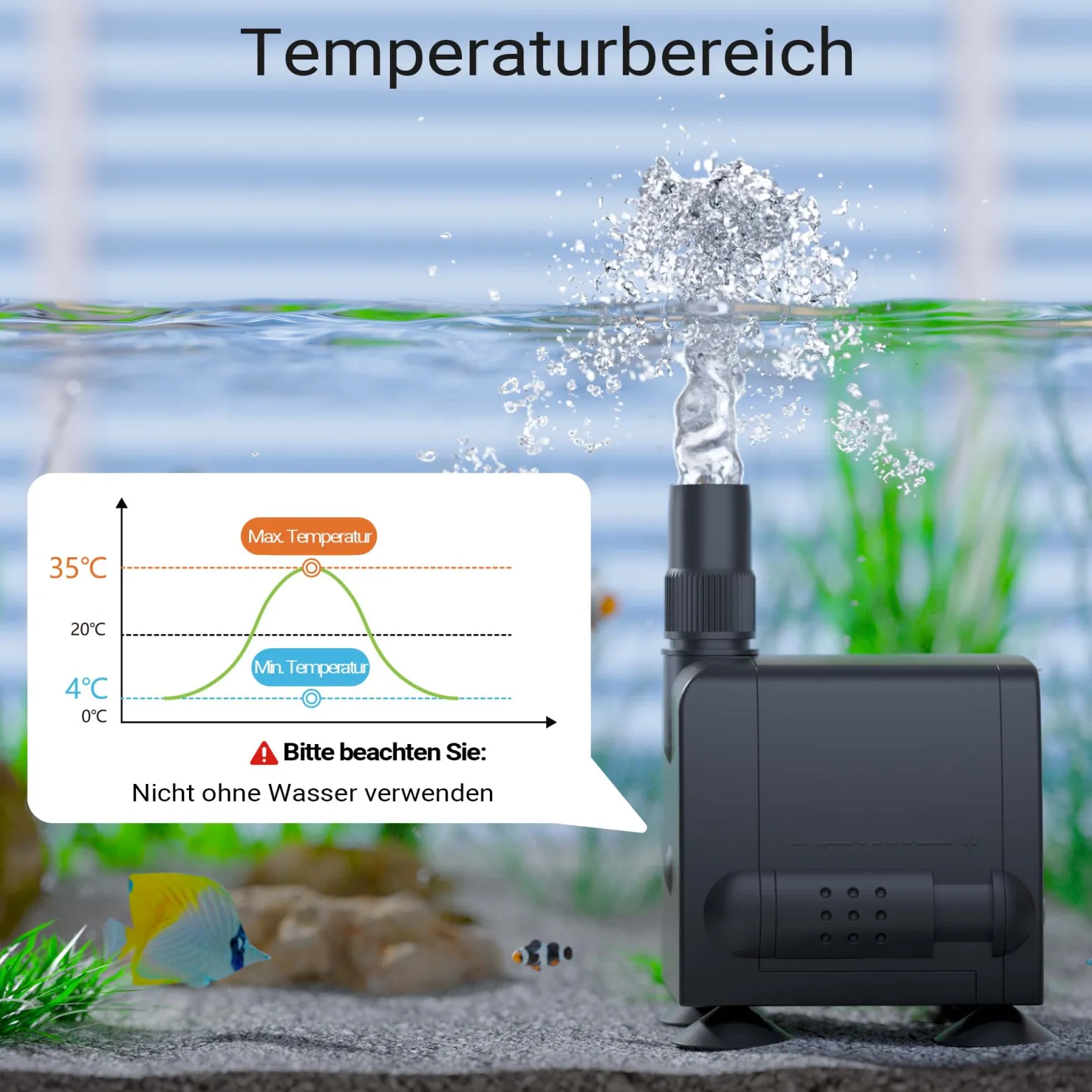 SunSun JP-033 Aquarium Pumpe 600l/h 8W kleine Aquariumpumpe für Mini Aquarium 25L kompakte Wasserpumpe für Nano Aquarien