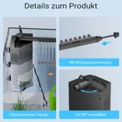 SunSun JP-092 Innenfilter Aquarium mit Pumpe 250 l/h 3W Eckfilter S für kleines Aquarium bis 40 L