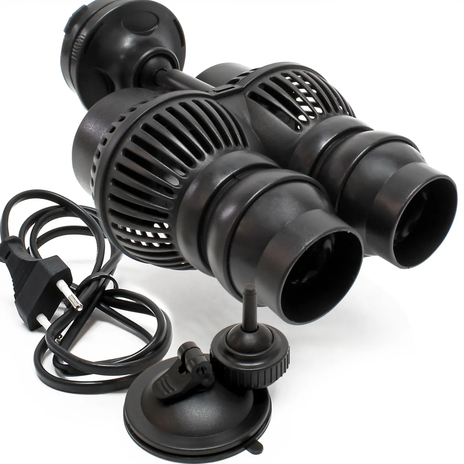 SunSun JVP-201AB Strömungspumpe 6000 l/h 12 W Aquarium Pumpe mit 2 schwenkbaren Düsen, Saugnapf und Magnethalter zur einfachen Befestigung