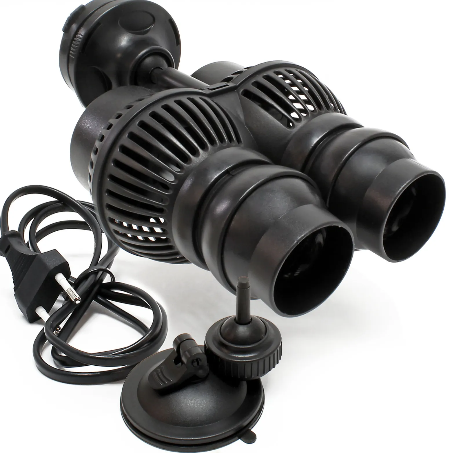 SunSun JVP-201AB Strömungspumpe 6000 l/h 12 W Aquarium Pumpe mit 2 schwenkbaren Düsen, Saugnapf und Magnethalter zur einfachen Befestigung