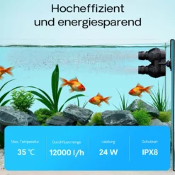 SunSun JVP-202A Strömungspumpe 12000 l/h 24 W Aquarium Pumpe mit 2 schwenkbaren Düsen und Saugnapf zur einfachen Befestigung