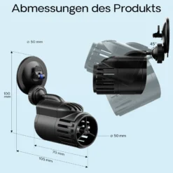 SunSun JVP-110A Strömungspumpe 2000 l/h 3 W Aquarium Pumpe mit 1 schwenkbaren Düse und Saugnapf zur einfachen Befestigung