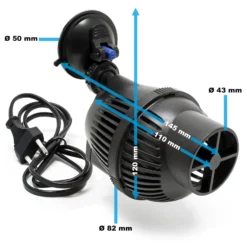 SunSun JVP-102A Strömungspumpe 5000 l/h 12 W Aquarium Pumpe mit 1 schwenkbaren Düse und Saugnapf zur einfachen Befestigung