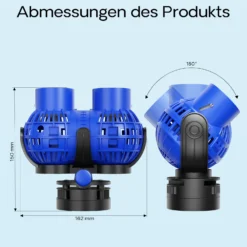 SunSun JVP-232 Strömungspumpe 15000 l/h 26 W Aquarium Pumpe mit 2 schwenkbaren Düsen, Magnethalter zur einfachen Befestigung und Durchflussregler