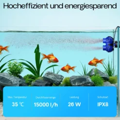 SunSun JVP-232 Strömungspumpe 15000 l/h 26 W Aquarium Pumpe mit 2 schwenkbaren Düsen, Magnethalter zur einfachen Befestigung und Durchflussregler