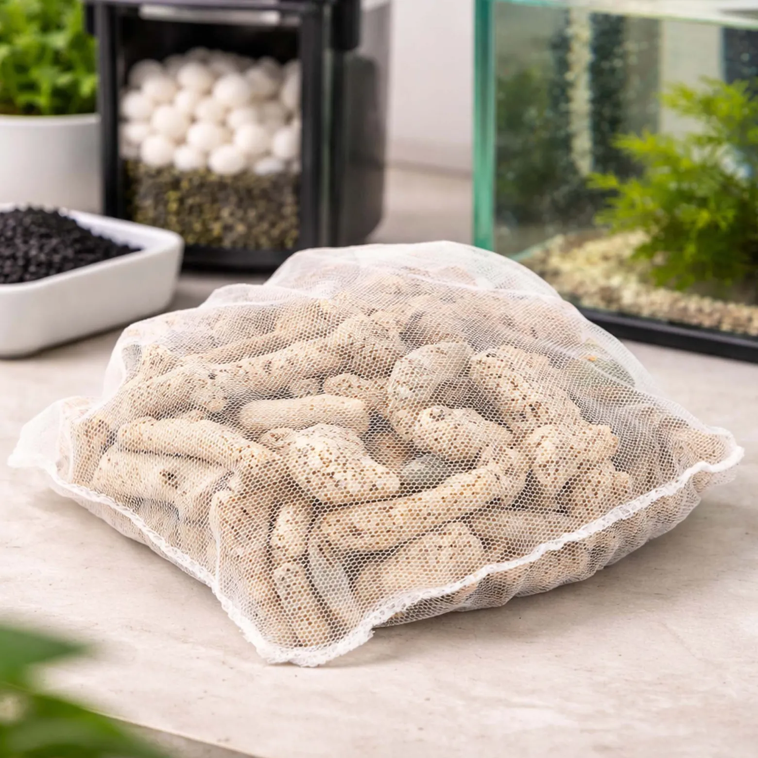 SunSun 0,5kg Aquarium Korallensand, sehr grober Sand für die Besiedlung mit nitrifizierenden Bakterien im Filter, für Teich- und Aquariumfilter