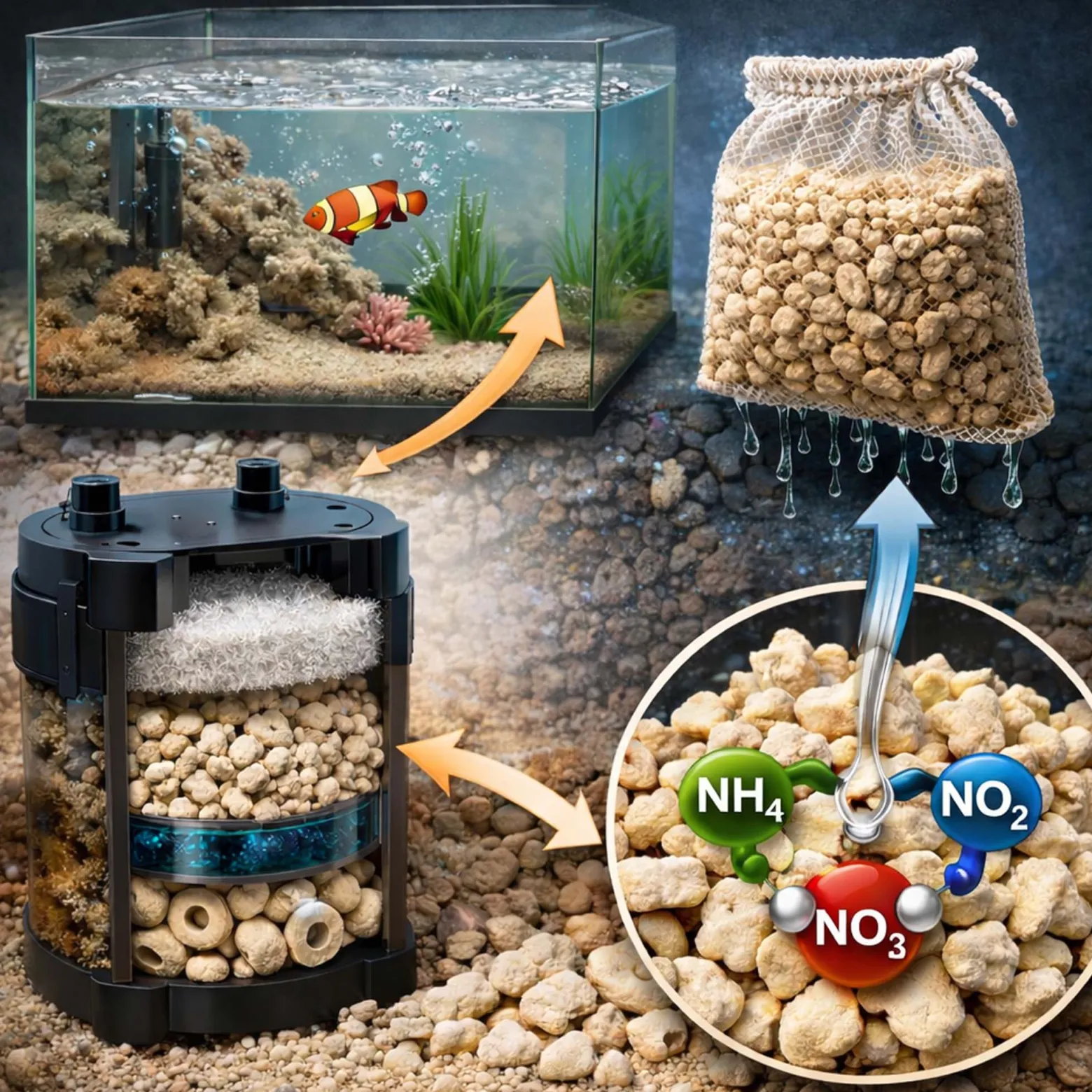 SunSun 0,5kg Aquarium Korallensand, sehr grober Sand für die Besiedlung mit nitrifizierenden Bakterien im Filter, für Teich- und Aquariumfilter