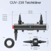 SunSun Komplettset: CBF-350B Teichfilter bis 60000 L Teichfilteranlage als Durchlauffilter, NEO10000 SuperECO Teichpumpe 10000l/h 80W, CUV-236 Teichklärer UVC Klärer mit 36W, Y-Verteiler