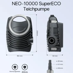 SunSun Komplettset: CBF-350B Teichfilter bis 60000 L Teichfilteranlage als Durchlauffilter, NEO10000 SuperECO Teichpumpe 10000l/h 80W, CUV-236 Teichklärer UVC Klärer mit 36W, Y-Verteiler
