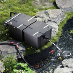 SunSun Komplettset: CBF-350B Teichfilter bis 60000 L Teichfilteranlage als Durchlauffilter, NEO10000 SuperECO Teichpumpe 10000l/h 80W, CUV-236 Teichklärer UVC Klärer mit 36W, Y-Verteiler