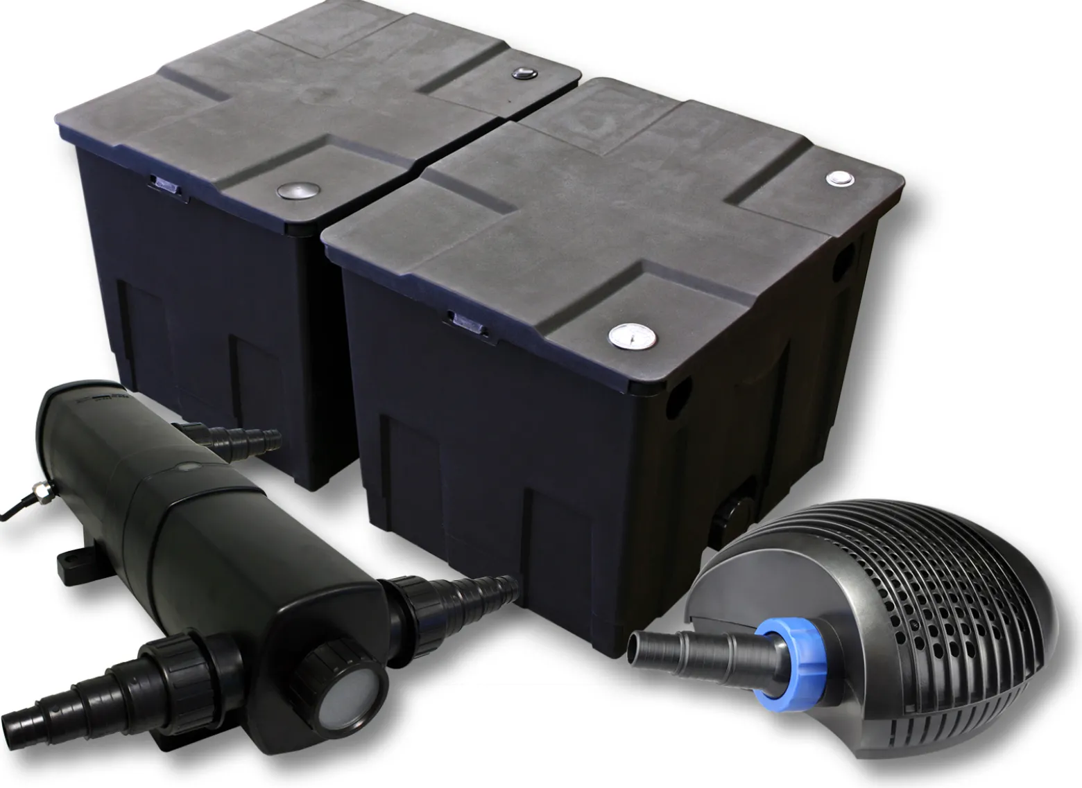 SunSun Komplettset: CBF-350B Teichfilter bis 60000 L Teichfilteranlage als Durchlauffilter, CTF-6000 SuperECO Teichpumpe 6000l/h 40W, CUV-236 Teichklärer UVC Klärer mit 36W