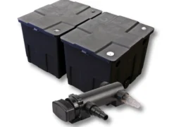 SunSun Komplettset: CBF-350B Teichfilter bis 60000 L Teichfilteranlage als Durchlauffilter, CUV-318 Teichklärer UVC Klärer mit 18 Watt UV-C Leistung