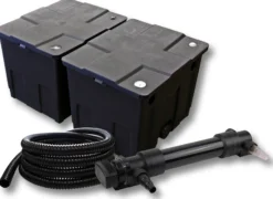 SunSun Komplettset: CBF-350B Teichfilter bis 60000 L Teichfilteranlage als Durchlauffilter, CUV-636 Teichklärer UVC Klärer mit 36W, 5m Teichschlauch 25 mm (1")