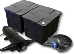 SunSun Komplettset: CBF-350B Teichfilter bis 60000 L Teichfilteranlage als Durchlauffilter, CTF-6000 SuperECO Teichpumpe 6000l/h 40W, CUV-224 Teichklärer UVC Klärer mit 24W