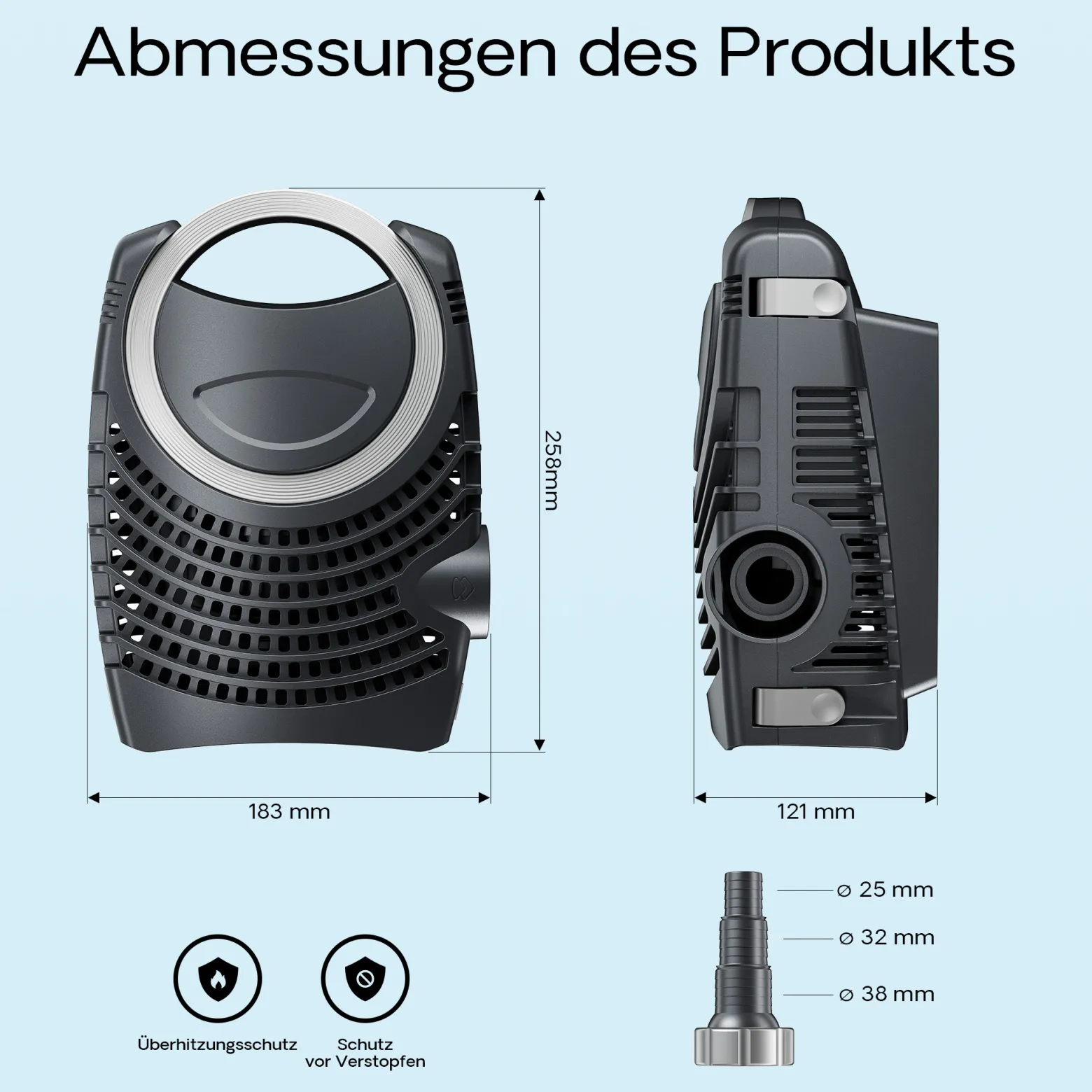 SunSun Komplettset: CBF-350B Teichfilter bis 60000 L Teichfilteranlage Durchlauffilter, NEO12000 Teichpumpe 12000l/h 100W, CUV-224 Teichklärer 24W, 10m Teichschlauch 38 mm, Schlauchschellen W1 44-47mm