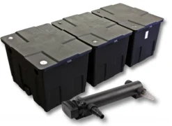 SunSun Komplettset: CBF-350C Teichfilter bis 90000 L Teichfilteranlage als Durchlauffilter, CUV-336 Teichklärer UVC Klärer mit 36 Watt UV-C Leistung