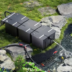 SunSun Komplettset: CBF-350C Teichfilter bis 90000 L Teichfilteranlage als Durchlauffilter, NEO10000 SuperECO Teichpumpe 10000l/h 80W, CUV-236 Teichklärer UVC Klärer mit 36W, Y-Verteiler
