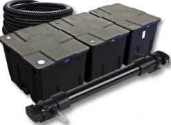 SunSun Komplettset: CBF-350C Teichfilter bis 90000 L Teichfilteranlage als Durchlauffilter, CUV-672 Teichklärer UVC Klärer mit 72W, 5m Teichschlauch 25 mm (1")