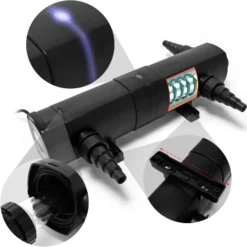 SunSun Komplettset: CBF-350 Teichfilter bis 12000 L Teichfilteranlage Durchlauffilter, NEO10000 Teichpumpe 10000l/h 80W, CUV-224 Teichklärer 24W, 10m Teichschlauch 38 mm, Schlauchschellen W1 44-47mm