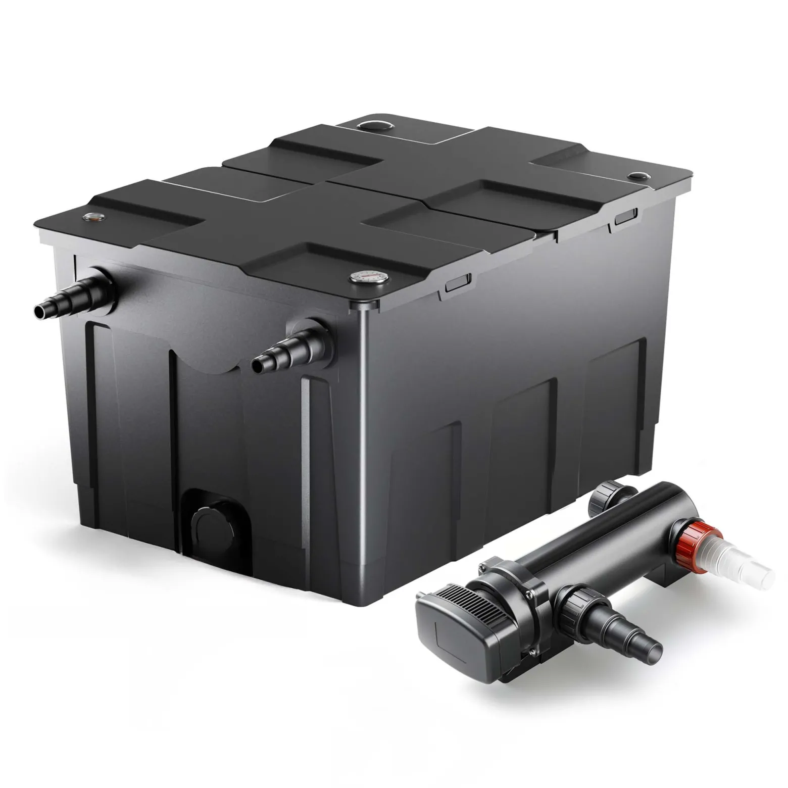 SunSun Komplettset: CBF-550 Teichfilter bis 60000 L Teichfilteranlage als Durchlauffilter, CUV-318 Teichklärer UVC Klärer mit 18 Watt UV-C Leistung