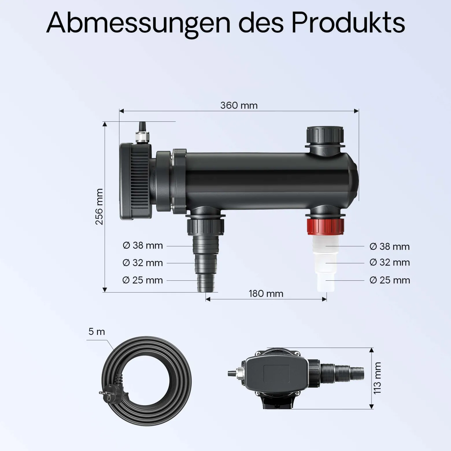SunSun Komplettset: CBF-550 Teichfilter bis 60000 L Teichfilteranlage als Durchlauffilter, CUV-318 Teichklärer UVC Klärer mit 18 Watt UV-C Leistung