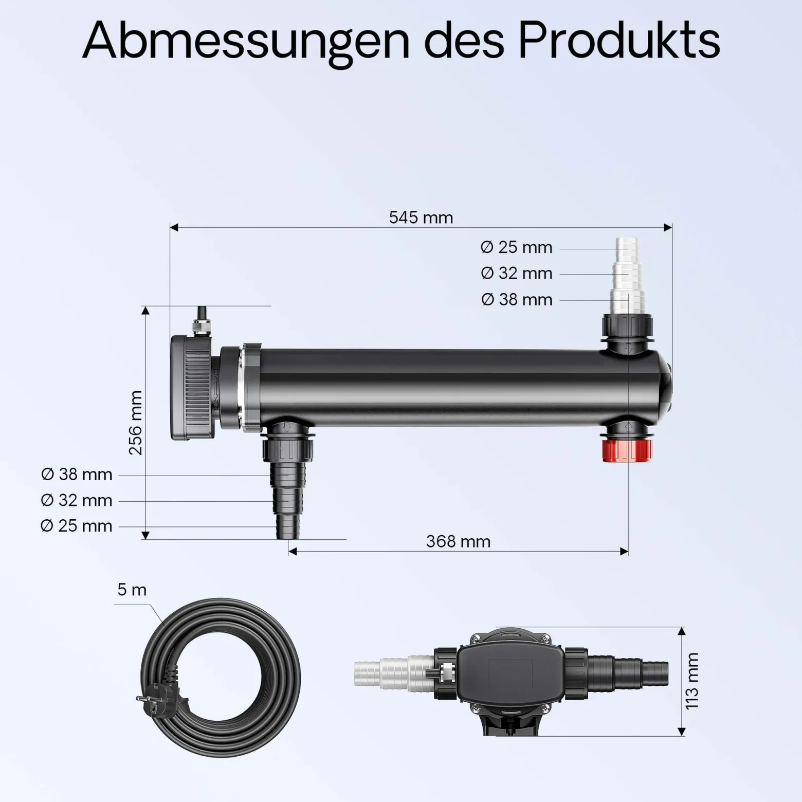 SunSun Komplettset: CBF-550 Teichfilter bis 60000 L Teichfilteranlage als Durchlauffilter, CUV-336 Teichklärer UVC Klärer mit 36 Watt UV-C Leistung