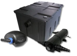 SunSun Komplettset: CBF-550 Teichfilter bis 60000 L Teichfilteranlage als Durchlauffilter, CTF-6000 SuperECO Teichpumpe 6000l/h 40W, CUV-224 Teichklärer UVC Klärer mit 24W