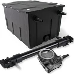 SunSun Komplettset: CBF-550 Teichfilter bis 60000 L Teichfilteranlage als Durchlauffilter, NEO10000 SuperECO Teichpumpe 10000l/h 80W, CUV-672 Teichklärer UVC Klärer mit 72W