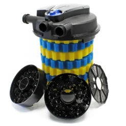 SunSun Komplettset: CPA-50000 Teichdruckfilter bis 100000 L mit 55 Watt UV-C Teichklärer, NEO10000 SuperECO Teichpumpe 10000l/h 80W, 10m Teichschlauch 38 mm (1 1/2