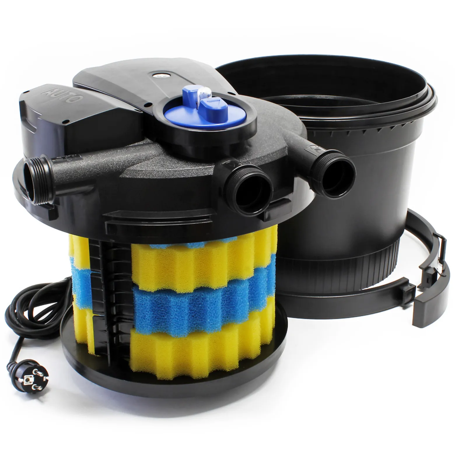 SunSun Komplettset: CPA-5000 Teichdruckfilter bis 8000 L mit 11 Watt UV-C Teichklärer, NEO8000 SuperEco Teichpumpe 8000l/h 70W, 10m Teichschlauch 38 mm (1 1/2"), Schlauchschellen W1 44-47mm