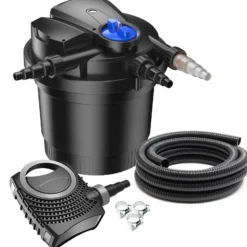 SunSun Komplettset: CPA-5000 Teichdruckfilter bis 8000 L mit 11 Watt UV-C Teichklärer, NEO8000 SuperEco Teichpumpe 8000l/h 70W, 10m Teichschlauch 38 mm (1 1/2