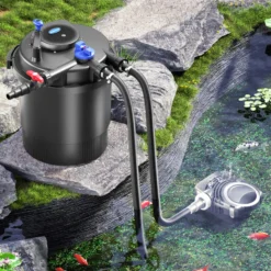 SunSun Komplettset: CPF-20000 Teichdruckfilter bis 10000 L mit 11 Watt UV-C Teichklärer, NEO6000 SuperEco Teichpumpe 6000l/h 40W, 5m Teichschlauch 38 mm (1 1/2