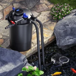 SunSun Komplettset: CPF-30000 Teichdruckfilter bis 12000 L mit 55 Watt UV-C Teichklärer, NEO12000 SuperECO Teichpumpe 12000l/h 100W, 10m Teichschlauch 38 mm (1 1/2