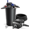 SunSun Komplettset: CPF-15000 Teichdruckfilter bis 30000 L mit 18 Watt UV-C Teichklärer, NEO6000 SuperEco Teichpumpe 6000l/h 40W, 5m Teichschlauch 38 mm (1 1/2"), Schlauchschellen W1 44-47mm
