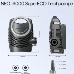 SunSun Komplettset: CPF-15000 Teichdruckfilter bis 30000 L mit 18 Watt UV-C Teichklärer, NEO6000 SuperEco Teichpumpe 6000l/h 40W, 5m Teichschlauch 38 mm (1 1/2