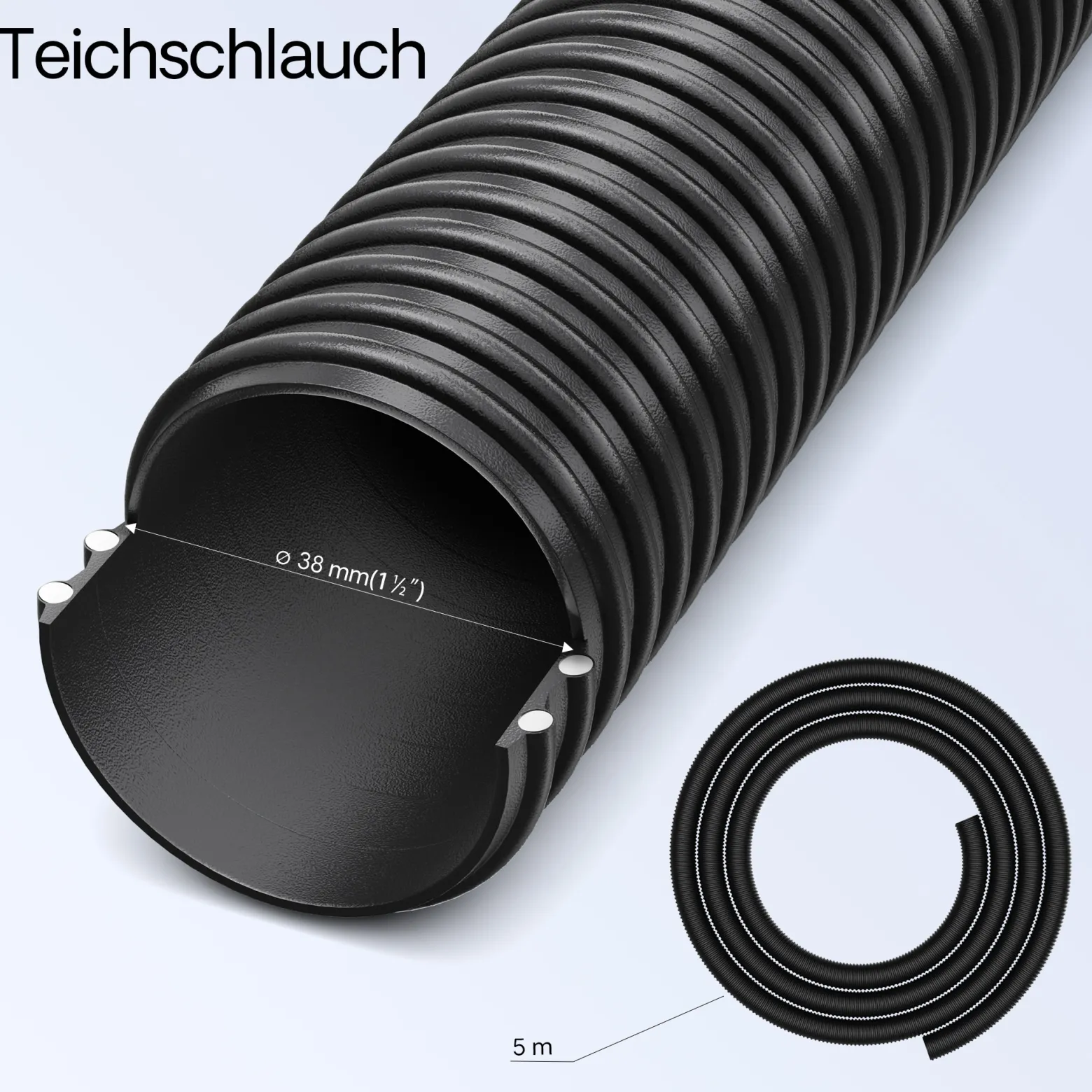 SunSun Komplettset: CPF-15000 Teichdruckfilter bis 30000 L mit 18 Watt UV-C Teichklärer, NEO6000 SuperEco Teichpumpe 6000l/h 40W, 5m Teichschlauch 38 mm (1 1/2"), Schlauchschellen W1 44-47mm
