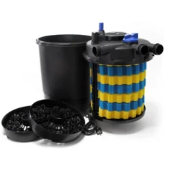 SunSun Komplettset: CPF-30000 Teichdruckfilter bis 12000 L mit 55 Watt UV-C Teichklärer, NEO8000 SuperEco Teichpumpe 8000l/h 70W, 10m Teichschlauch 38 mm (1 1/2