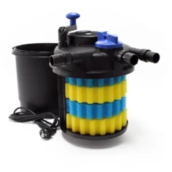 SunSun Komplettset: CPF-5000 Teichdruckfilter bis 9000 L mit 11 Watt UV-C Teichklärer, NEO-2800 SuperECO Teichpumpe 3000l/h 10W, 5m Teichschlauch 38 mm (1 1/2
