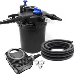 SunSun Komplettset: CPF-10000 Teichdruckfilter bis 10000 L mit 11 Watt UV-C Teichklärer, NEO8000 SuperEco Teichpumpe 8000l/h 70W, 10m Teichschlauch 38 mm (1 1/2