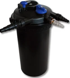 SunSun Komplettset: CPF-15000 Teichdruckfilter bis 30000 L mit 18 Watt UV-C Teichklärer, CTF-6000 SuperECO Teichpumpe 6000l/h 40W, 25m Teichschlauch 25 mm, CSP-250 Schwimmskimmer mit Pumpe 2500l/h 45W