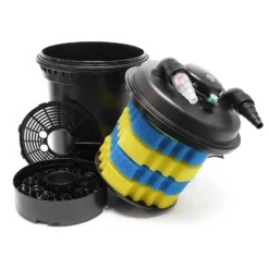 SunSun Komplettset: CPF-500 Teichdruckfilter bis 30000 L mit 18 Watt UV-C Teichklärer, NEO10000 SuperECO Teichpumpe 10000l/h 80W, 10m Teichschlauch 38 mm (1 1/2