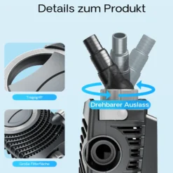 SunSun NEO-10000 SuperECO Teichpumpe 10.000 l/h / 80 W, energiesparende Filterpumpe, Bachlaufpumpe für Koiteiche, Umwälzpumpe, Skimmerpumpe, Gartenteichpumpe